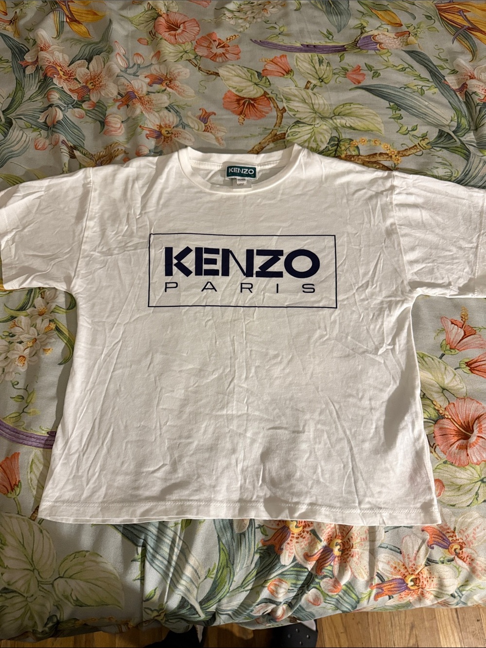 Kenzo White Tee with Navy Box Logo